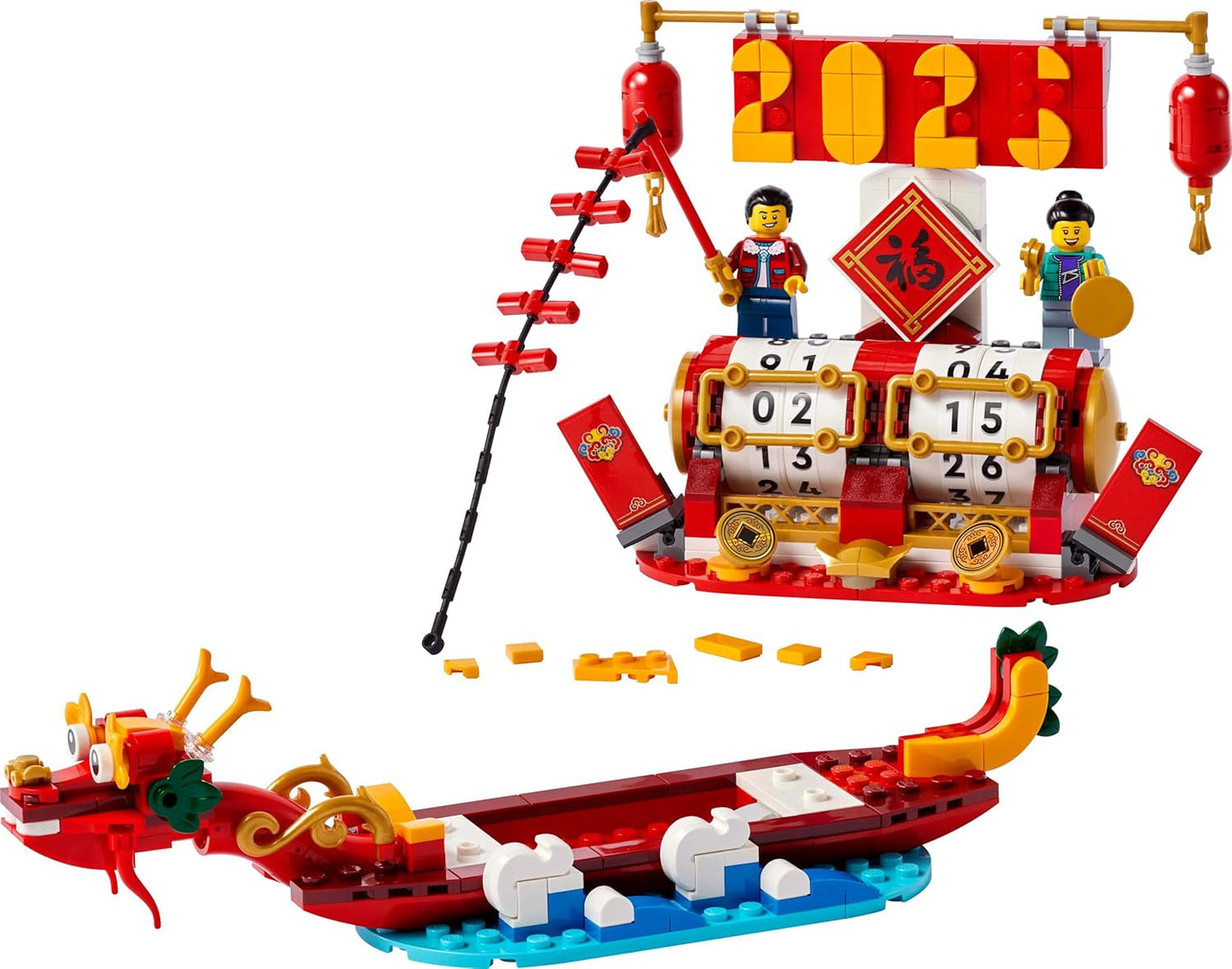 LEGO Vakantiekalender, Chinees kerstcadeau voor jongens en meisjes, Nieuwe maanjaar bouwset, laat kinderen fantasierijk spelen, Feestelijk speelgoed, Chinees Nieuwjaar decoratie 40678 Bouwsets Besuche den LEGO-Store