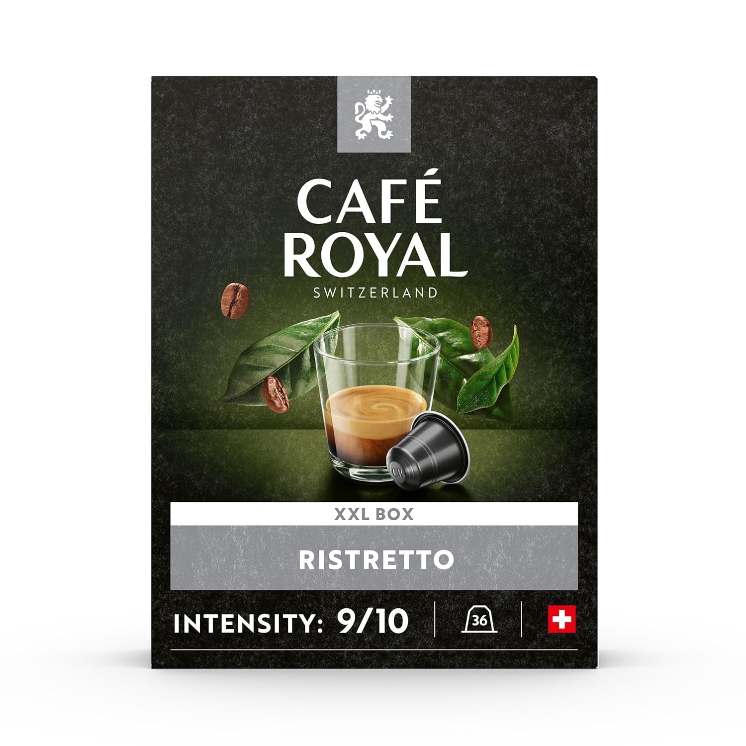 Café Royal Ristretto 36 Kapseln für Nespresso Kaffee Maschine - 9/10 Intensiteit - UTZ-zertifiziert Kaffeekapseln aus Aluminium (Packung mit 3)
