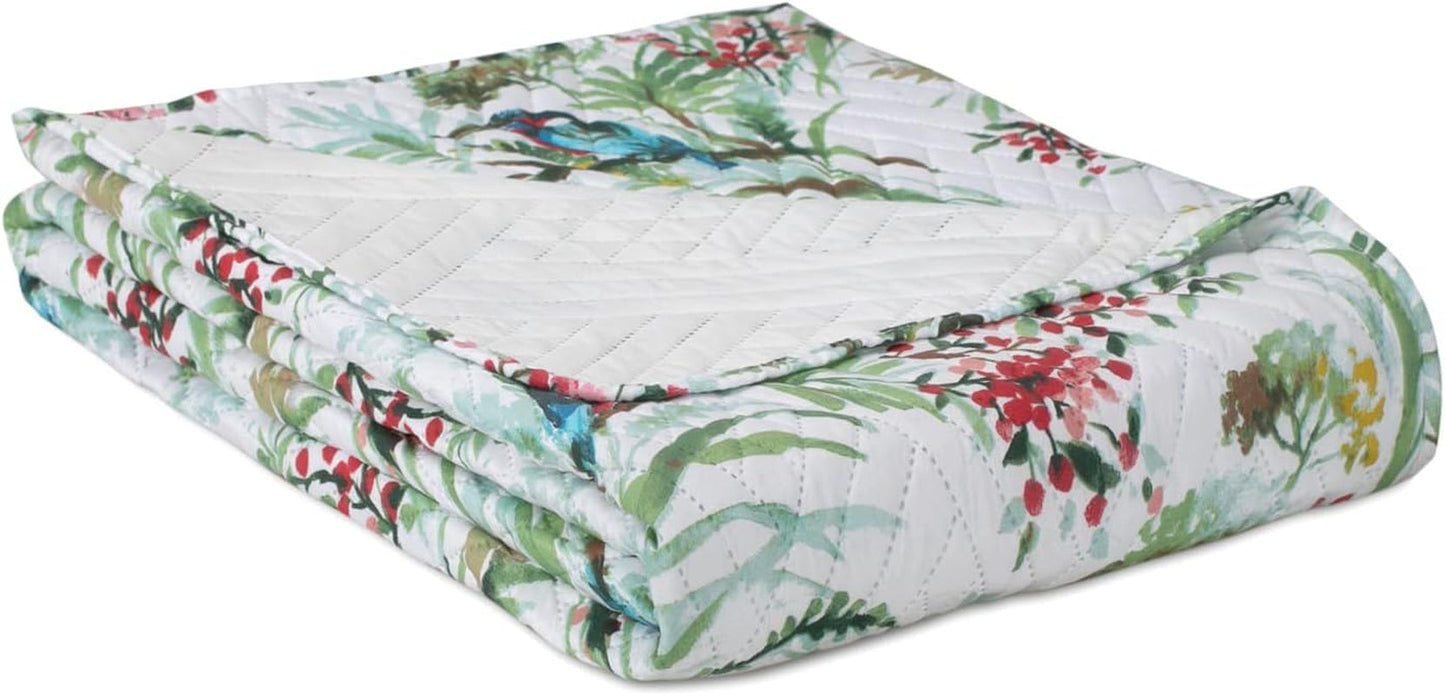 Ameliahome Sprei Sprei 260X280 Cm Dubbelzijdig Onderhoudsvriendelijk Quilten Plantpatroon Vogelpatroon Veelkleurig Kingfisher Bedden en Dekens Besuche den AmeliaHome-Store