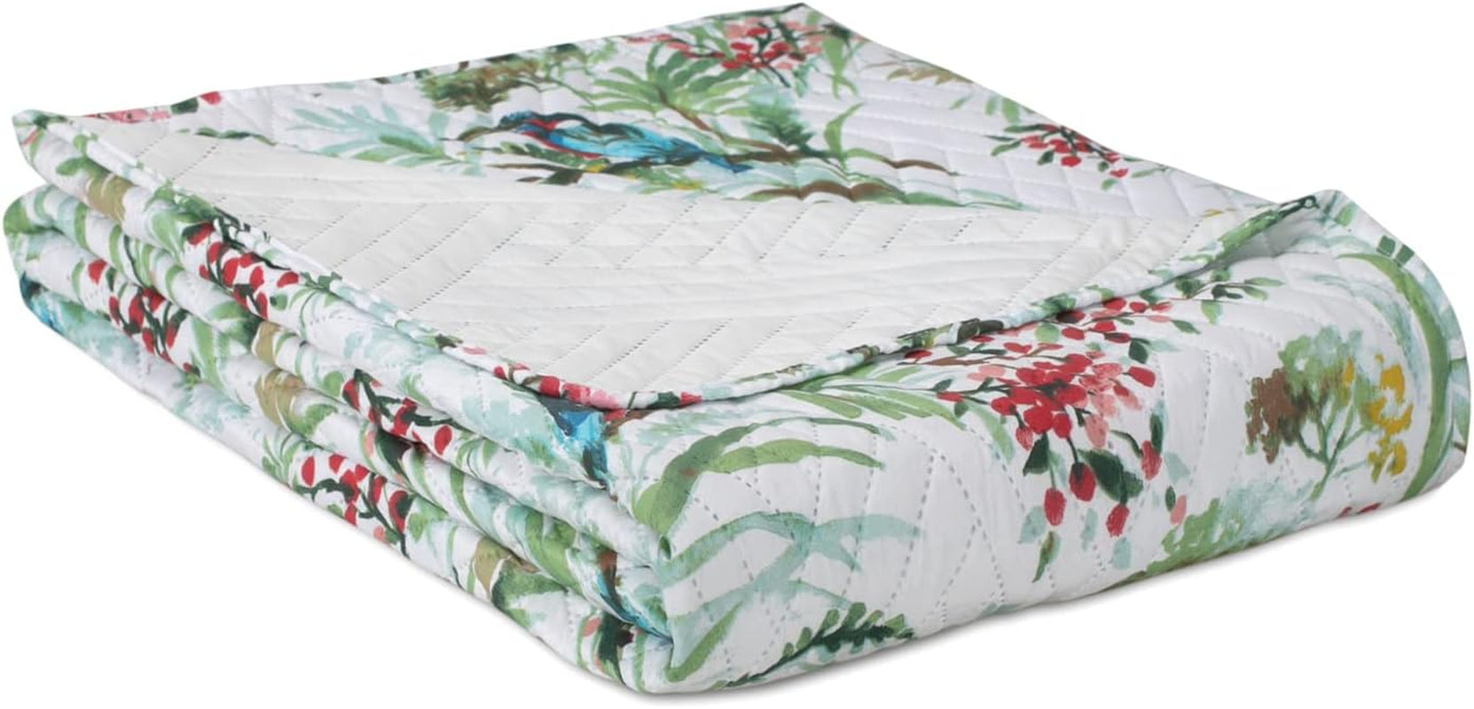 Ameliahome Sprei Sprei 260X280 Cm Dubbelzijdig Onderhoudsvriendelijk Quilten Plantpatroon Vogelpatroon Veelkleurig Kingfisher Bedden en Dekens Besuche den AmeliaHome-Store