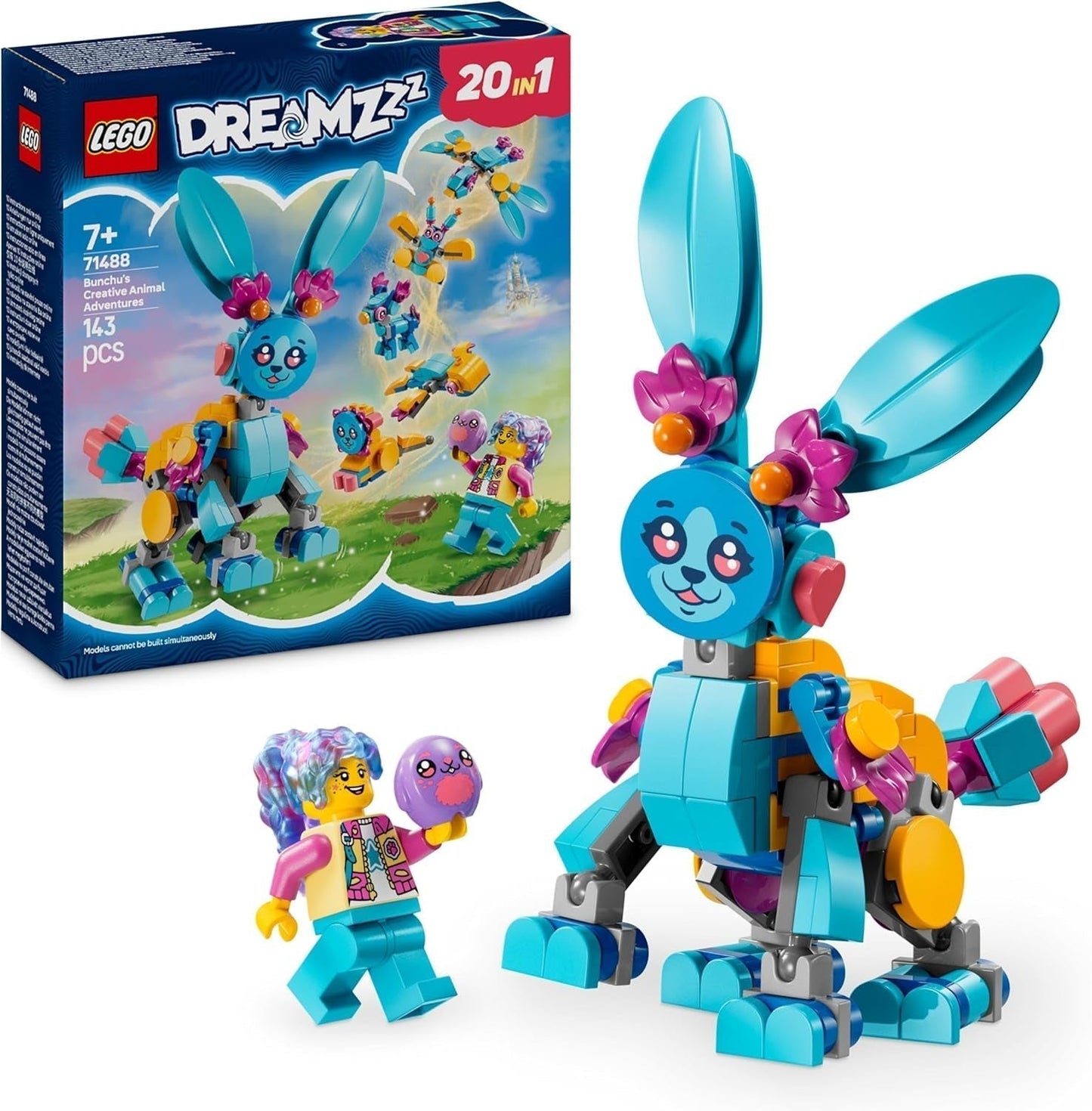 LEGO Dreamzzz Bunchus Creatieve dierenavonturen Kinderspeelgoed Bunny 20-in-1 fantasiespeelset met minifiguur Izzie Cadeau voor meisjes en jongens vanaf 7 jaar 71488 Bouwsets Bekijk de standaardtitel van de LEGO Store