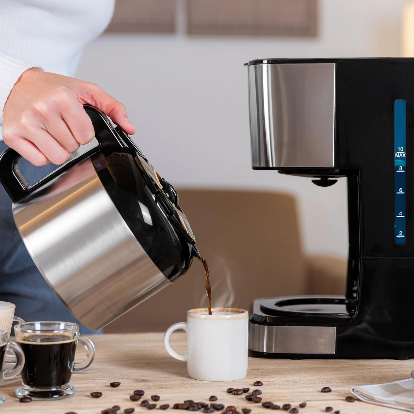Cecotec Coffee 66 Drop & Thermo-drip koffiezetapparaat, 950 W, 1,2 l, 10 kopjes, ExtremeAroma-technologie, anti-druppelfunctie, waterniveau-indicator, herbruikbaar hoofdfilter, bescherming tegen oververhitting