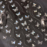 2 Blätter Schmetterling Nagelsticker Selbstklebend,Muschel Glitzer Nail Art Butterfly Nail Sticker Lila Grau Schmetterlinge Nagelaufkleber Relief Laser Vlinders Nagelsticker Nageldesign Zubehör