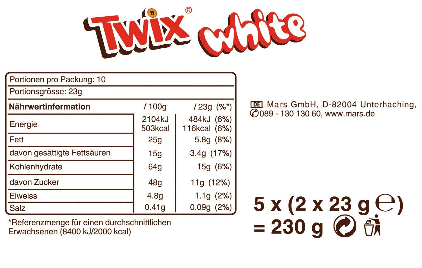 Twix witte chocoladerepen; karamel, koekjes, witte chocolade; meerdere pakjes chocolaatjes; 5 repen (5 x 46 g)