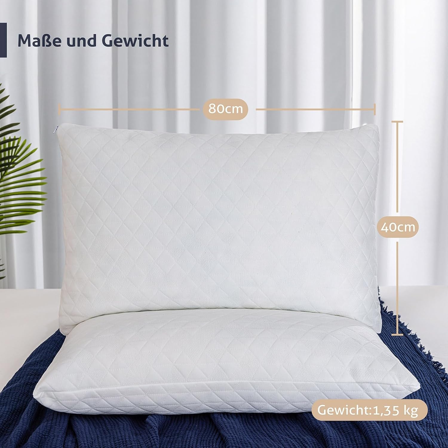 EGO HOME traagschuim kussen 40x80 cm met versnipperd traagschuim - Ademend, ergonomisch neksteunkussen voor zij-, rug- of buikslapers - Oeko-Tex gecertificeerd - Wasbare hoes