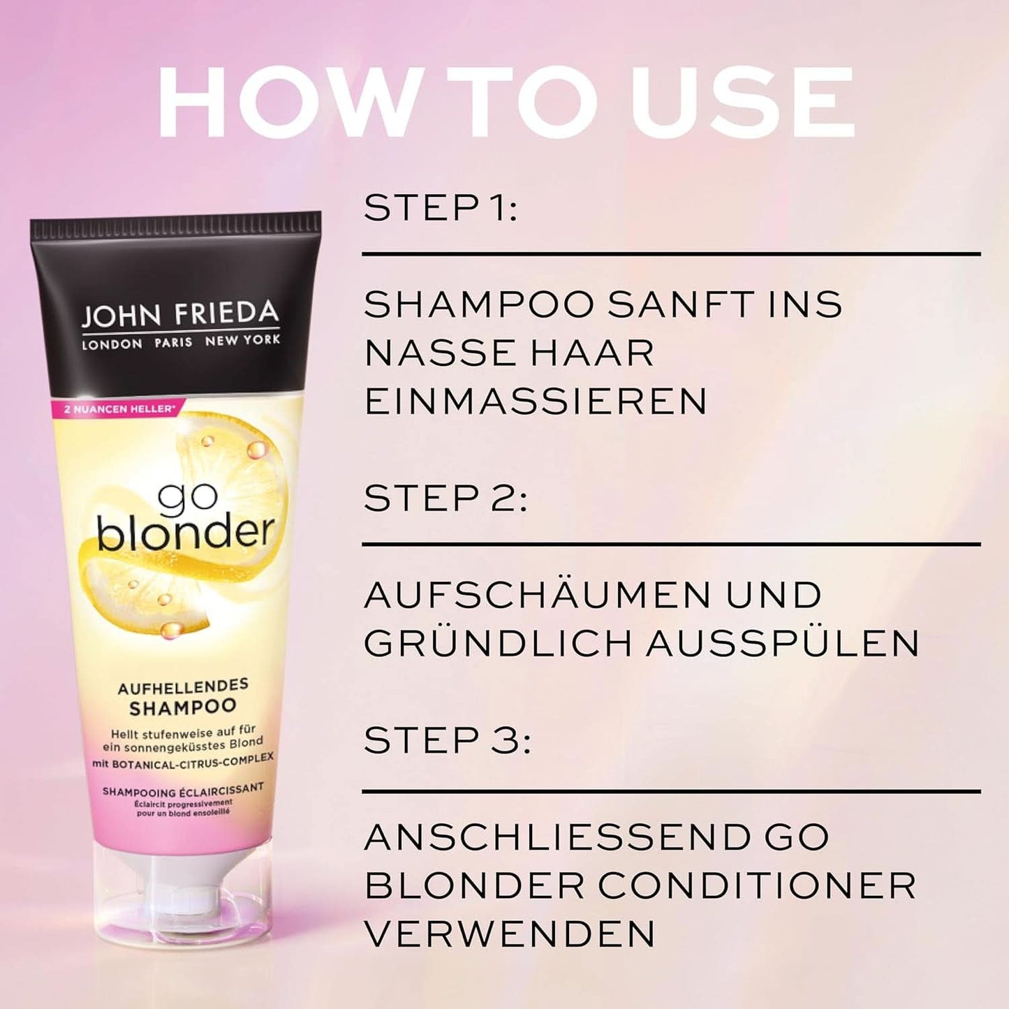 John Frieda Sheer Blonde Go Blonder Shampoo, 250 ml Douche en Bad Naty Shop