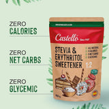 Stevia + Erythritol 1:2 Süßstoff | 1G = 2G Zucker | 100% Natürlicher Zuckerersatz - 0 Kalorien - 0 Glykämischer Index - Keto en Paleo - 0 Netto-Kohlenhydraat - Kein GVO - Castello sinds 1907 - 850 G Zoetstoffen Naty Shop