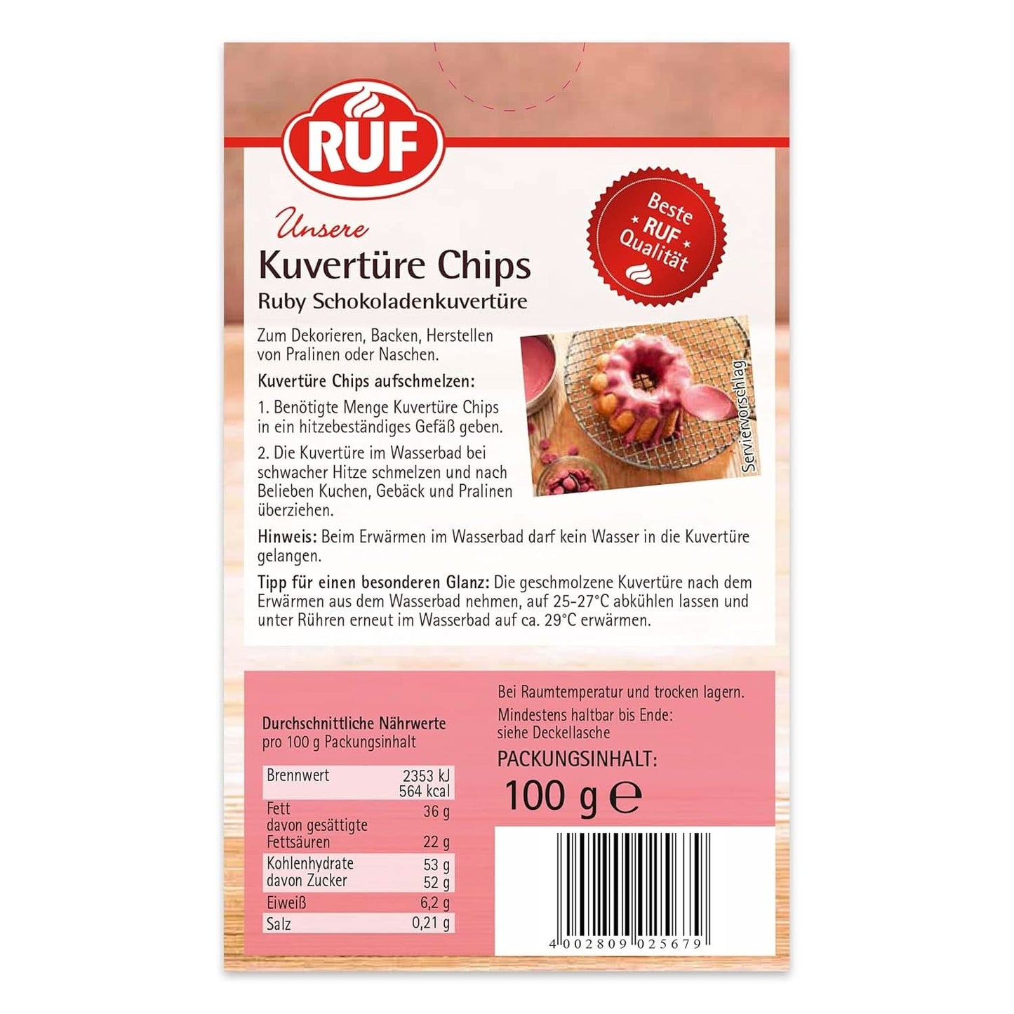 RUF Couverture Chips Robijn, 100 gram Glazuren en Decor Naty Shop