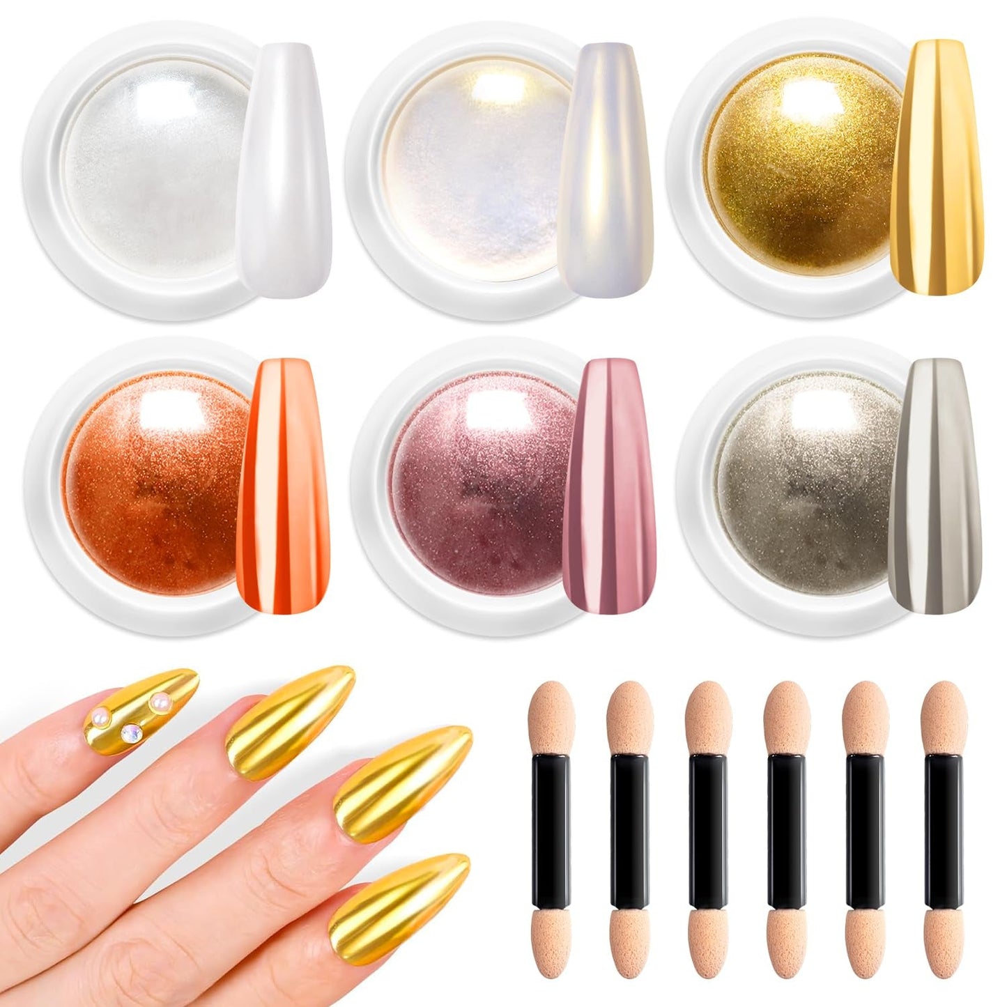 BISHENGYF Rose Gold Chrome Nail PowderNeue Upgrade Grosse Kapazitä Chrom PulverSuper-spiegeleffect Metall Mirror Chrome Powder – Neon Glassy Pearl Effect Glitter Nagelkunst Poeder voor DIY Salon