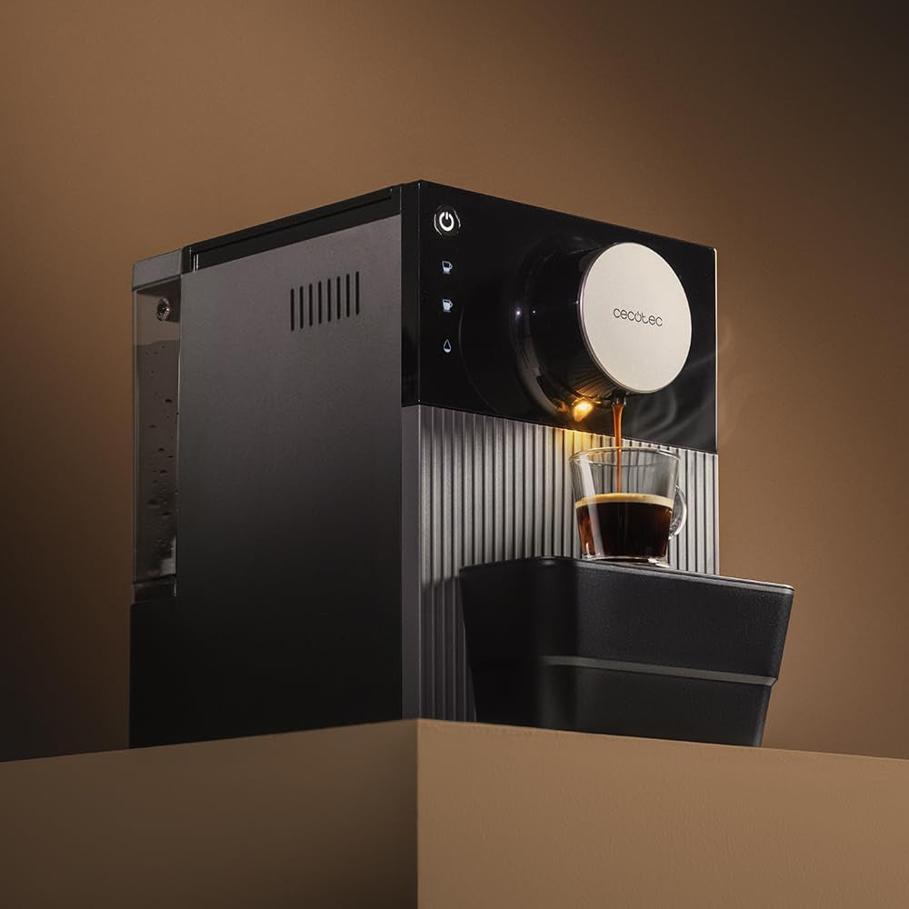 Cecotec Cremmaet Cube compacte espressomachine, 1350 W, perssysteem 10 g, pre-infusiesysteem, 19 bar, thermoblock-systeem, 5 maalstanden, touch-bedieningspaneel