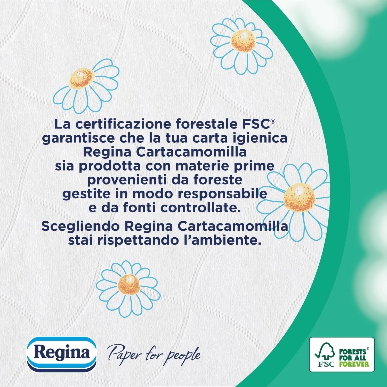Regina Cartacamomilla - 8 rollen toiletpapier, 300 pluizige vellen, 3-laags, zacht en stevig, recyclebare papieren verpakking
