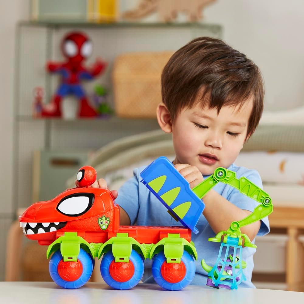 Marvel Spidey en zijn supervrienden Dino Crawler superheldenspeelset met Spidey- en Dino-figuren en transportspeelgoed voor kinderen vanaf 3 jaar Actiefiguren Naty Shop