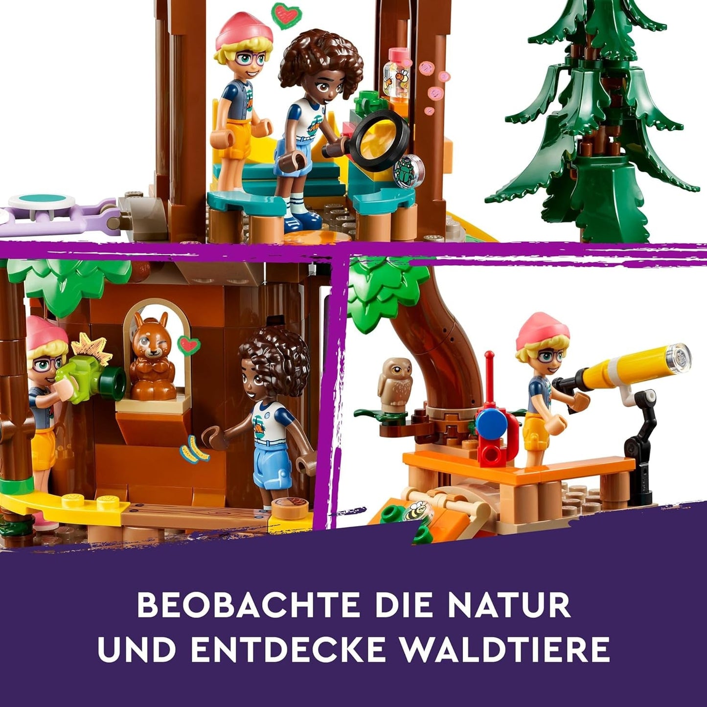LEGO Friends Boomhut op avonturenkamp, speelset voor meisjes en jongens vanaf 8 jaar met 5 figuren en 5 dieren, cadeau-idee voor creatieve spelletjes, sportspeelgoed, poppenhuis 42631 Bouwsets Besuche den LEGO-Store