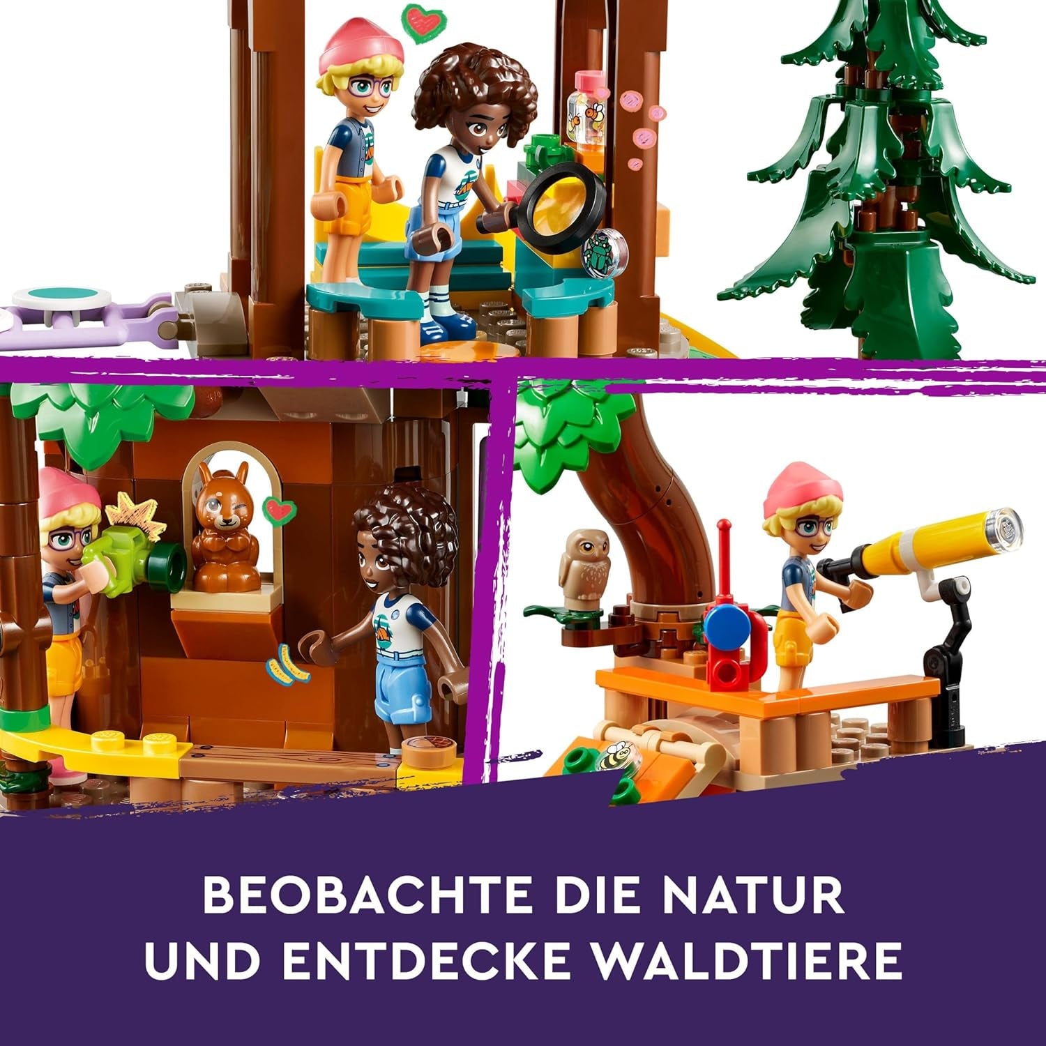 LEGO Friends Boomhut op avonturenkamp, speelset voor meisjes en jongens vanaf 8 jaar met 5 figuren en 5 dieren, cadeau-idee voor creatieve spelletjes, sportspeelgoed, poppenhuis 42631 Bouwsets Besuche den LEGO-Store