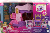 Mattel Disney Princess transformatiespeelset Koets naar kasteel met Aurora minipop, 3 niveaus, 6 speelplekken, 4 figuren, meubels en accessoires HWX17