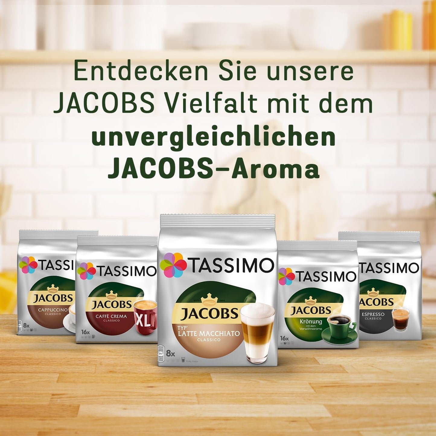 Tassimo Kapseln Probierbox, Vielfaltspaket, 64 Pads, 5 Sorteren