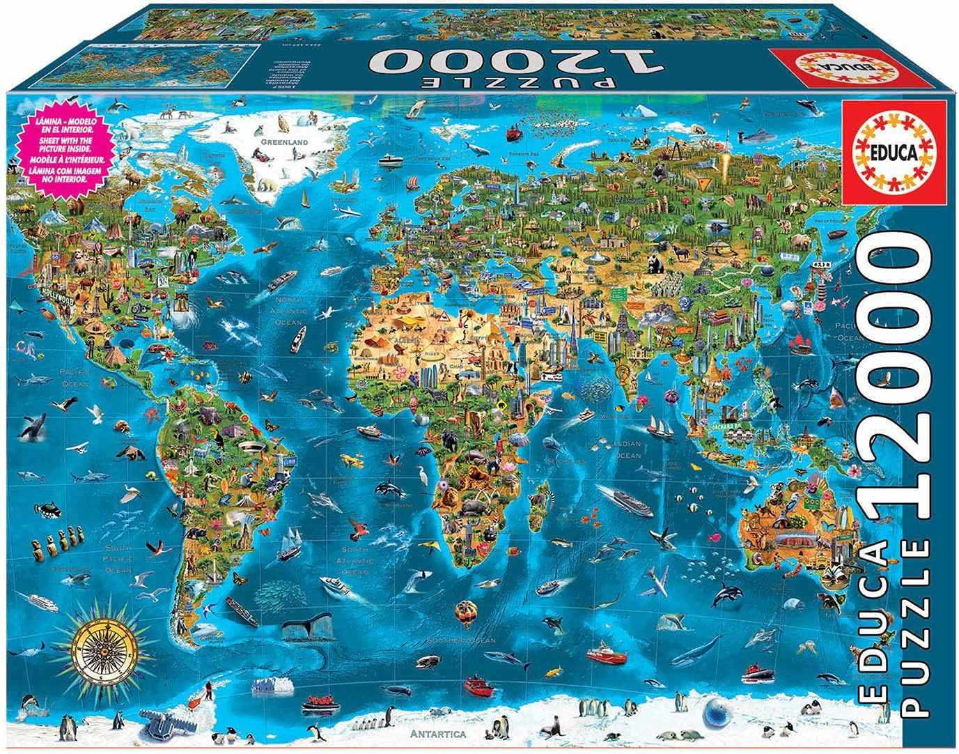 Educa - Wereldwonder, puzzel 12000 stukjes voor volwassenen en kinderen vanaf 14 jaar, wereldkaart (19057) Puzzel Naty Shop Standaard titel