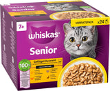 Whiskas 7+ Natvoer voor katten Selectie van gevogelte in saus 24 x 85 g (2 verpakkingen) - Hoogwaardig natvoer vanaf 7 jaar in 48 serveerzakjes