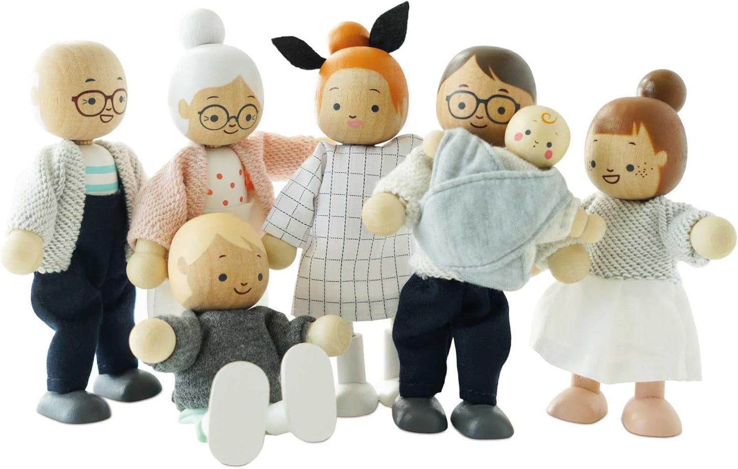 - Meine Familie met 4 puppen – Holz, Stoff – P053