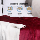 Komfortec gezellige deken 150X200 Cm, Oeko-Tex gecertificeerde pluizige fleecedeken, warme sherpadeken voor de bank, dikke deken voor de bank, bordeauxrode bedden en dekens Besuche den Komfortec-Store