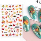 JMEOWIO Nagelsticker Herbst 9 Blatt Nail Art Sticker Selbstklebend Nagelaufkleber Kürbis Ahornblatt Erntedankfest Decoratie Nageldesign Zubehör