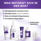 L'Oréal Paris Permanente haarverf met ultrakoel kleurresultaat, 100% dekking van grijs haar, set met kleuring, shampoo en verzorgende crème, Excellence Cool Creme, No. 7.11 Ultracool middenblond (Blond) Naty Shop haarverf