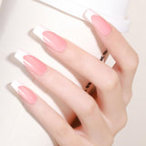 360pcs Kunstnagels Franse nagels Medium rechthoek Kunstnagels Natuurlijke nepnagels DIY valse nageltips met nagelvijl Druk op kunstnagels voor dames en dames