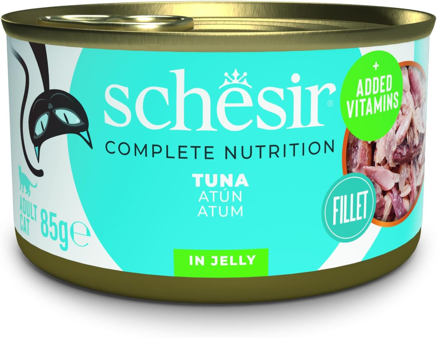 Tonijn in gelei, nat kattenvoer, blik, 100% natuurlijk, met toegevoegde vitamines, 12 x 85 g
