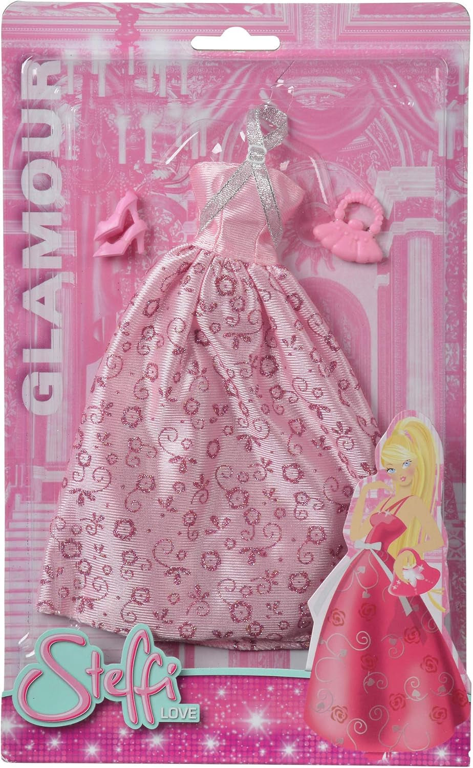 Simba 105723369 - Steffi Love Glamour / poppenkledingset / 3 verschillende items / Er is slechts één item inbegrepen / Baljurk voor alle poppen van 29 cm / Pop niet inbegrepen