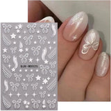 JMEOWIO Nagelsticker Bunte Herz Schleife 6 Blatt Nail Art Sticker Selbstklebend Nagelaufkleber Decoratie Nageldesign Zubehör