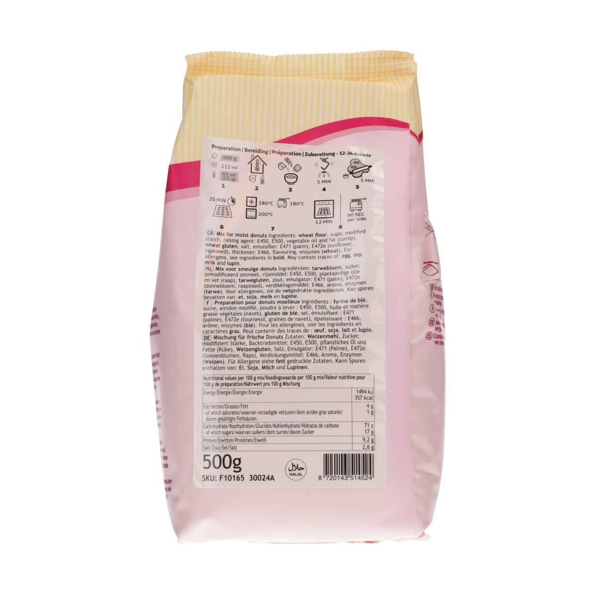 Funcakes Mix voor Donuts, Backen Sie Ganz Einfach Ihre Eigenen Donuts Zu Hause in Der Friteuse Oder Im Ofen, Halal. 500 G. Naty-winkel