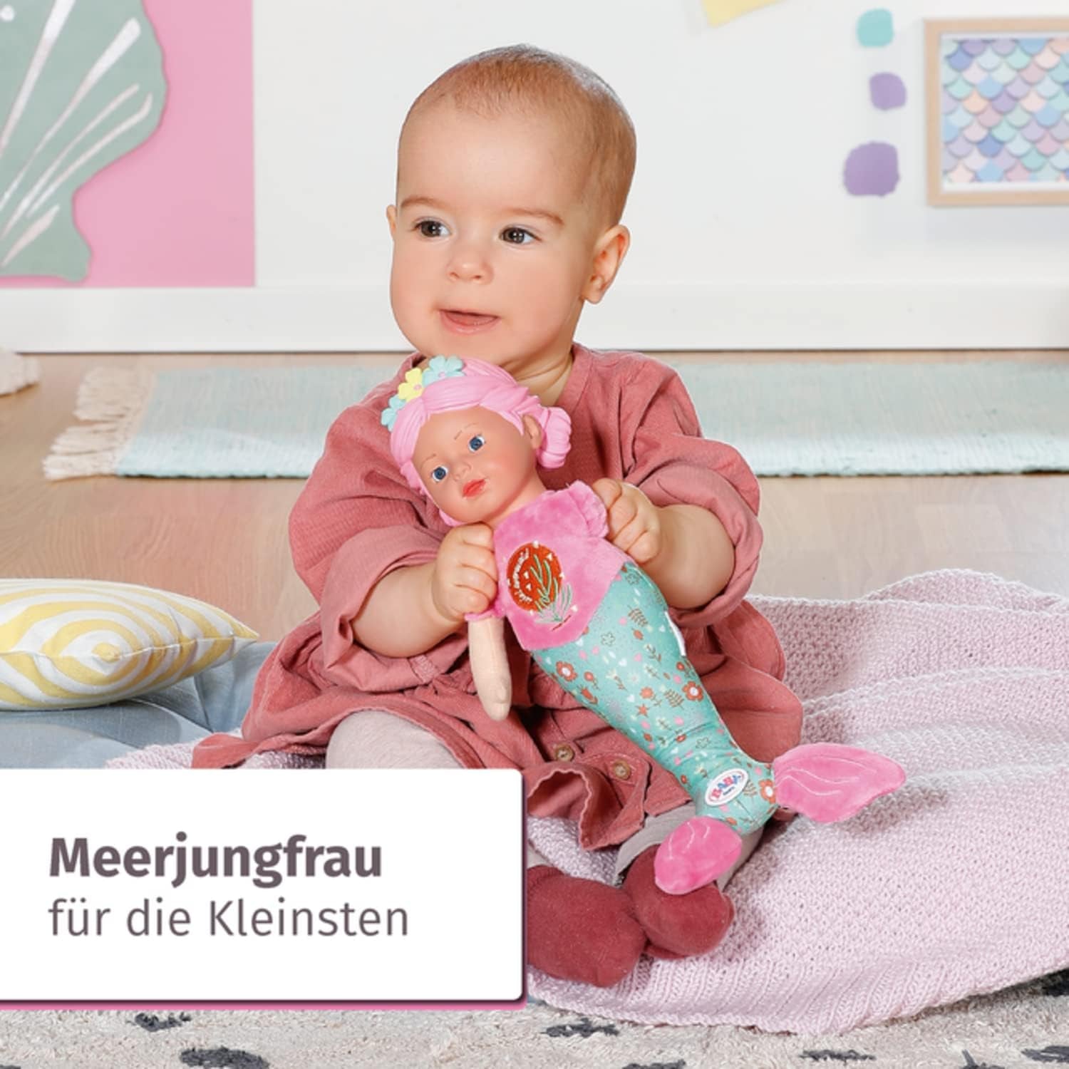 BABY born Zeemeermin voor baby's, wasbare zachte pop, zeemeerminpop met zacht vinyl hoofd, 33 cm hoog, 832288 Zapf Creation