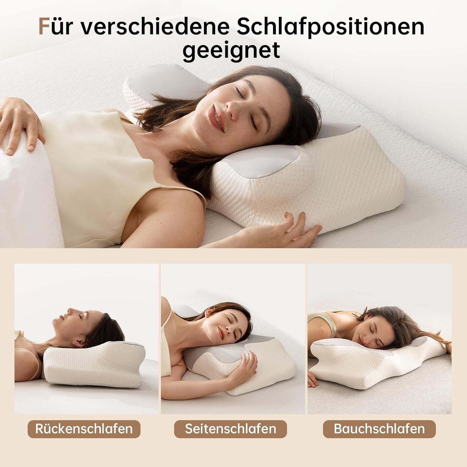 Homyrium Ergonomisch nekkussen Orthopedisch kussen Memory Foam Neksteunkussen Anti-snurkkussen Zijslaper Rugbuikkussen Grijs Cervicale orthopedische kussens Naty Shop