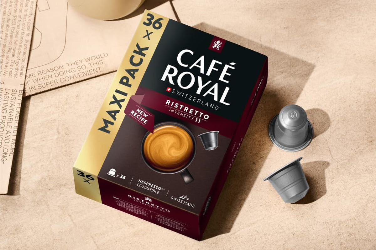 Café Royal Ristretto – Nespresso®-compatibele koffiecapsules, 100% Arabica, intensief, donker gebrand, intensiteit 11/12, Rainforest Alliance, 36 capsules