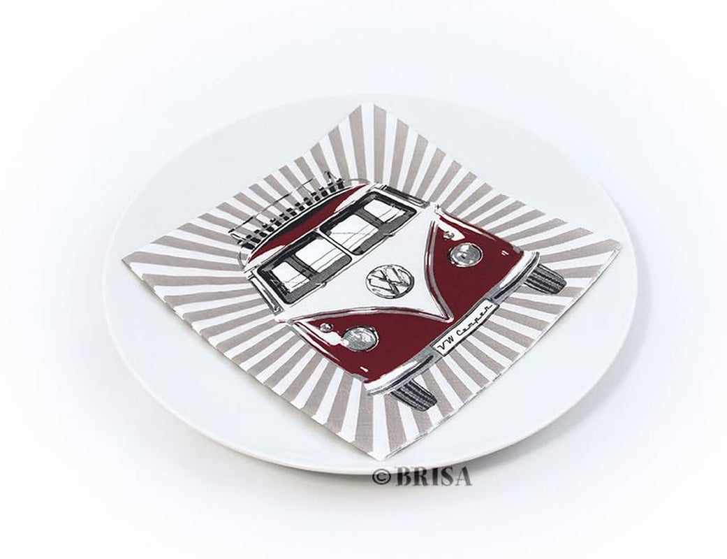 BRISA VW Collection - T1 Bus Volkswagen Servetten (Samba Strepen/Rood/3-laags)
