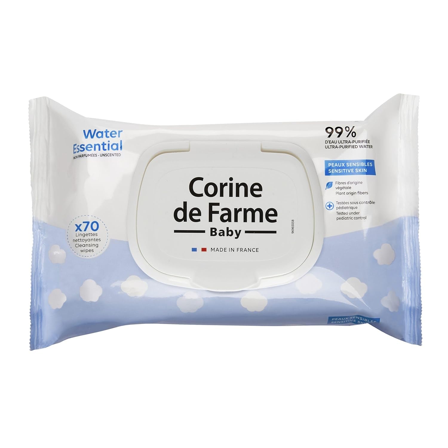 - Change Water Essential babydoekjes x70 - Toiletartikelen van plantaardige vezels - 99% ultragezuiverd water - Hygiëne vanaf de geboorte - Hersluitbaar deksel