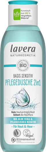 Lavera Care Basis Sensitiv 2 in 1, Shampoo en douchegel met biologische aloë vera en plantaardige keratine, 250 ml Douche en bad Naty Shop