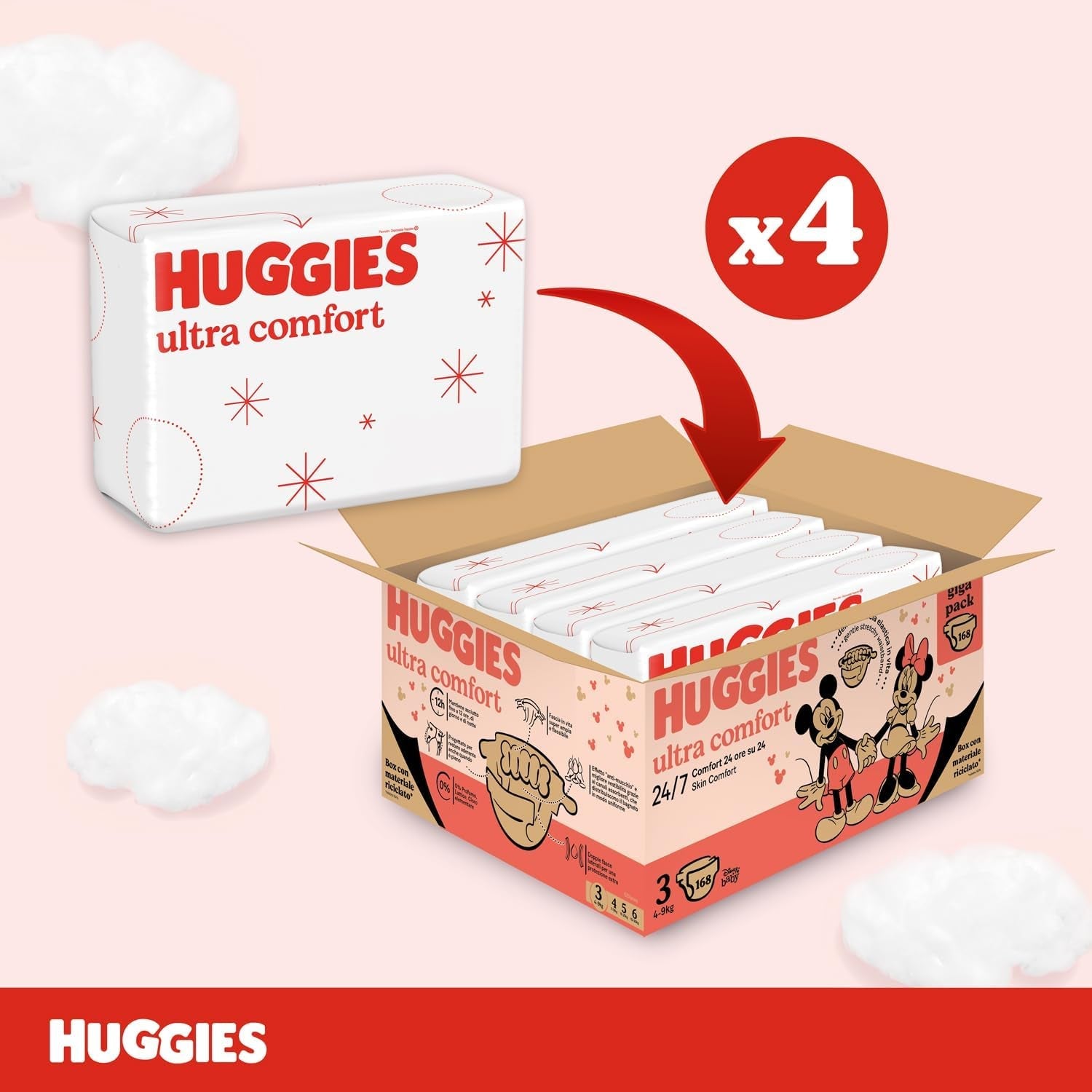 Huggies Ultra Comfort luiers, maat 3 (4-9 kg), Disney design, 168 stuks