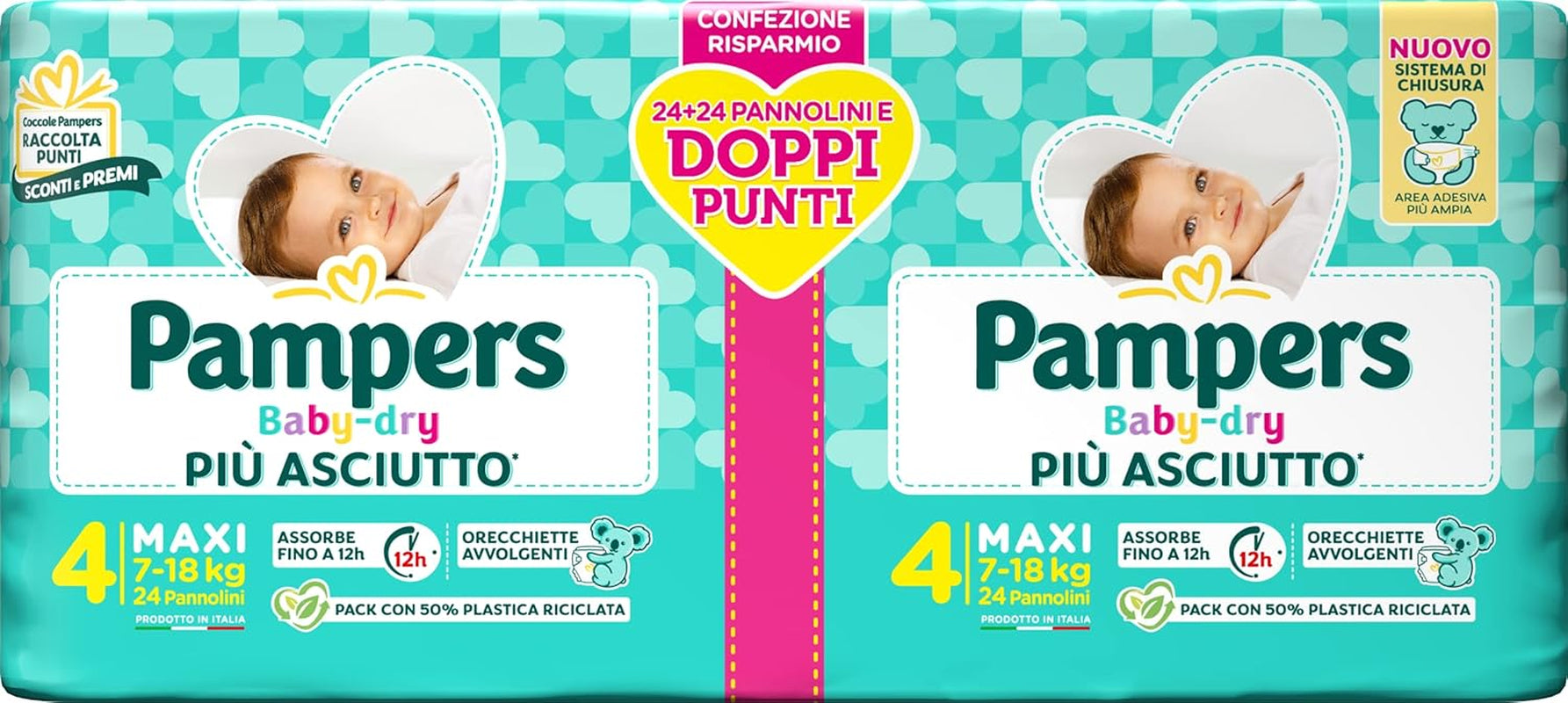 Pampers Baby Dry Maxi Twin Pack luiers, maat 4 (7-18 kg), 48 luiers