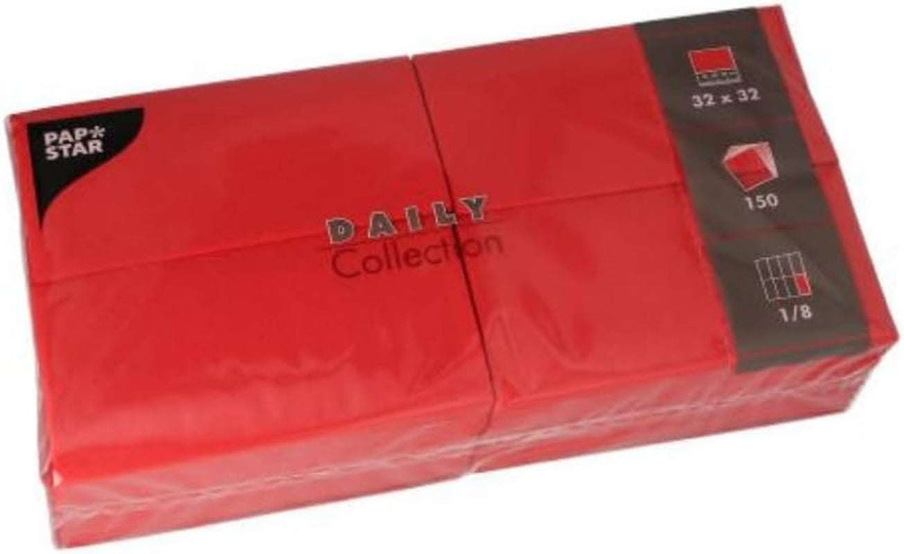 PAPSTAR 150 servetten "Daily Collection" 1/8-vouw 32 cm x 32 cm rood