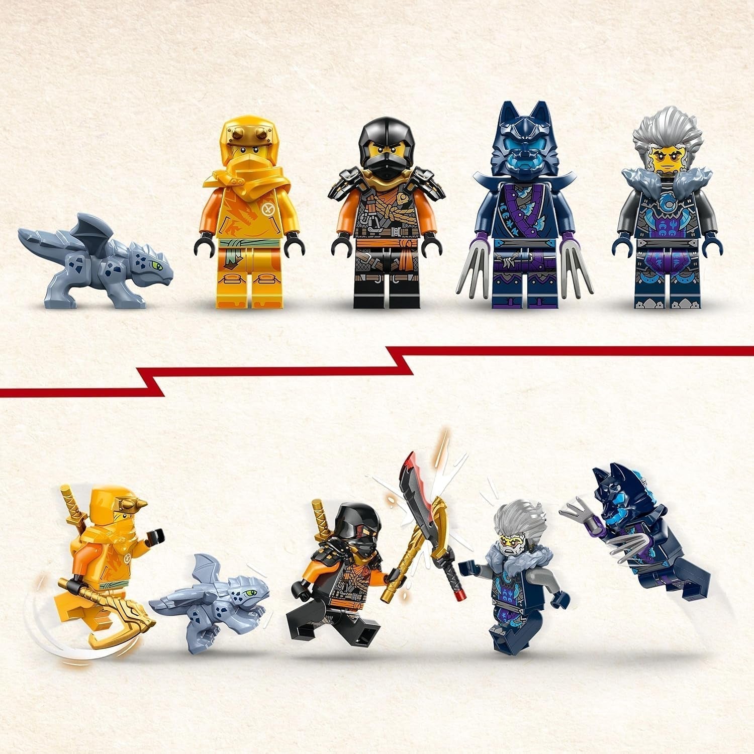 LEGO NINJAGO Arin's Ninja off-road buggy, ninja speelgoed met auto, draak en 4 minifiguren, buggy model avonturenset voor kinderen, verjaardagscadeau voor jongens en meisjes vanaf 7 jaar oud 71811 Bouwsets Beuche in LEGO-Store