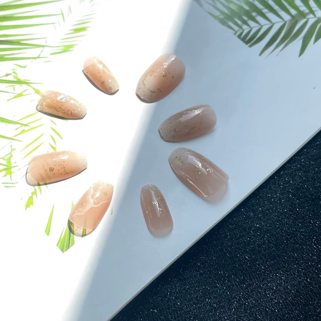 24 stuks vierkant naakt Franse korte volledige dekking kunstnagels druk op nagels voor dames meisjes