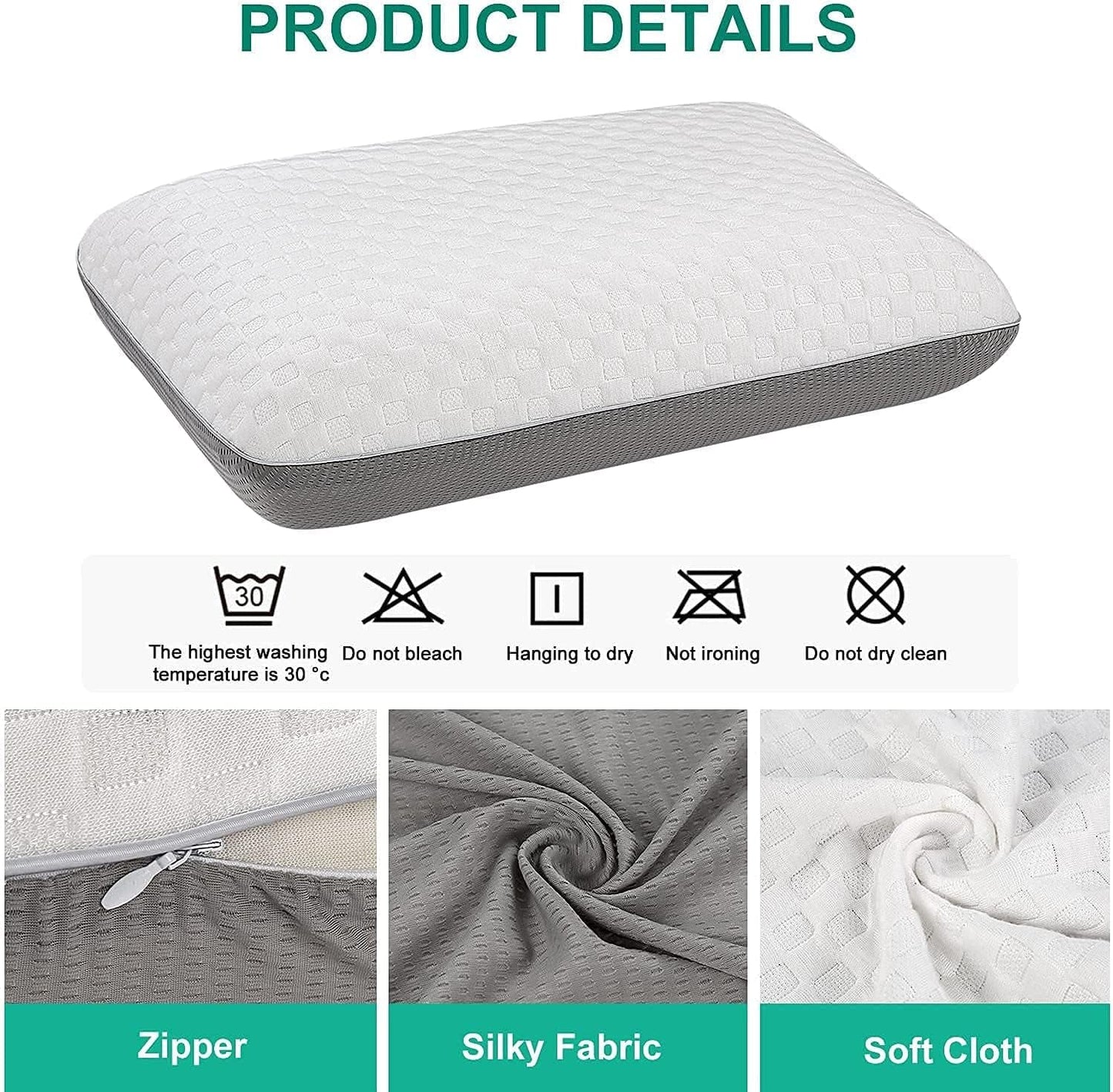 Fityou Memory Foam Kussen Neksteunkussen Ergonomisch Slaapkussen Koelkussen Dubbelzijdig Ontwerp Wasbare Kussensloop (67,5X40X13Cm) Cervicale Orthopedische Kussens Naty Shop