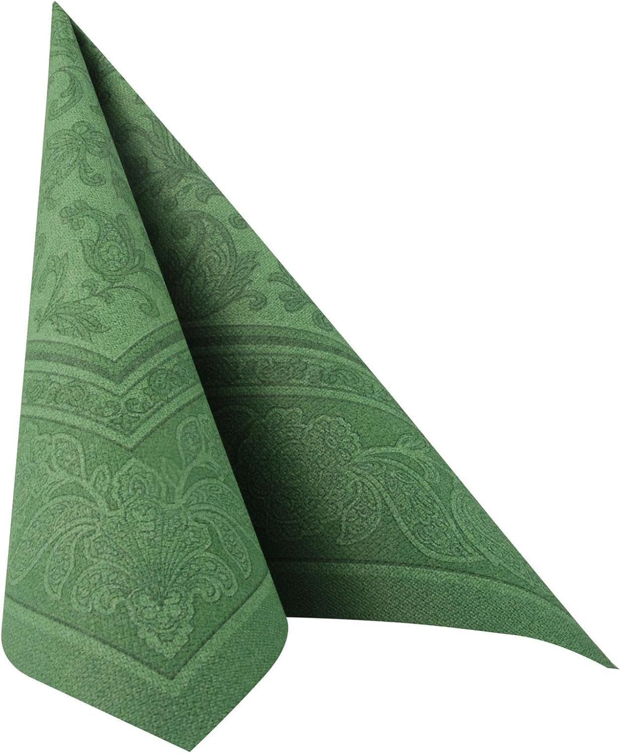 50 servetten "ROYAL Collection" 1/4 vouw 40 Cm X 40 Cm donkergroen "Ornamenten"