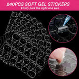 Alyvisun Ballet nageltips, 500 stuks volledig dekkende acryl nageltips met 240 stuks nagelstickers set, 10 maten transparante gelnageltips Zachte gelnageltips Ballerina nageltips