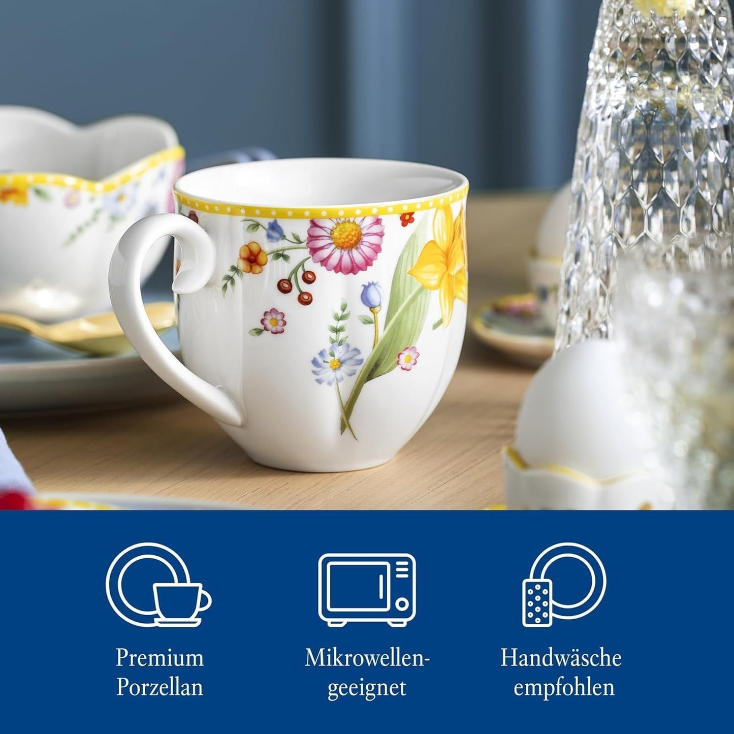 Villeroy & Boch - Spring Awakening Ontbijtset voor 2, 6-delig, Paasserviesset, Ontbijt, Pasen, Koffieservies, Lenteservies, Porselein