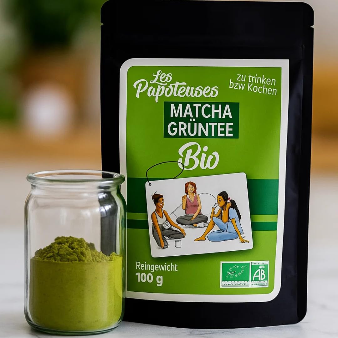 | Matcha biologisch poeder 100 g | Groene Thee Matcha Poeder Ceremoniële Kwaliteit | 100% natuurlijk en premium kwaliteit | Ontgiftende thee | Compatibel met Matcha-set, steel, kom en glas.