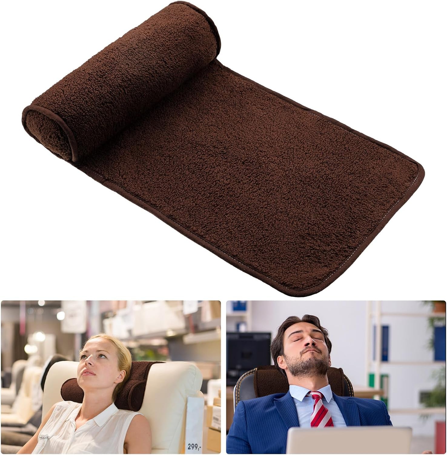 Chaise Lounge Nekkussen Hoofdkussen Pluche Verstelbaar Kussen Nekrol Antislip Fleece Sofa Nek Hoofdsteun Kussen voor Reizen Thuis Chaise Lounge Sofa Fauteuil (Zwart)