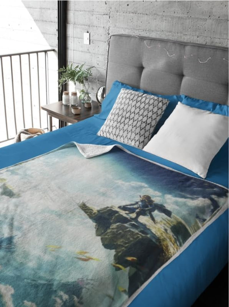 Zelda Sherpa Deken - Sky Totk - 100 X 150 Cm - Officieel gelicentieerd product, Groen, Twin HÃ”MADICT bedden en dekens
