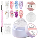 NAILGIL Solid Gel nagellak, Solid Gel nagellijm, 3D Nail Art Sculpture met gereedschapsset, DIY Home Salon, Transparant 15G